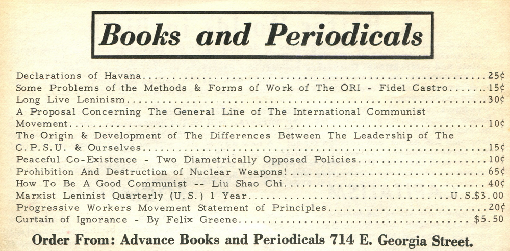 List of books and periodicals for sale